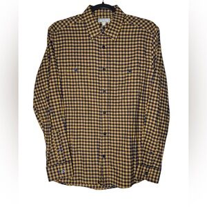 Ash & Erie Shirt Medium Slim Fit Gingham Blue Tan Casual Preppy Button Down